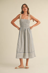 Melissa Midi Striped Bow Detail Dress