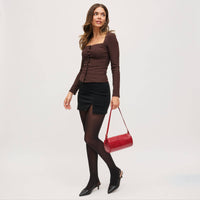 Rachel - Croco Shoulder Bag: Black