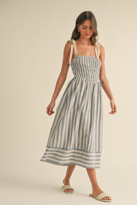 Melissa Midi Striped Bow Detail Dress