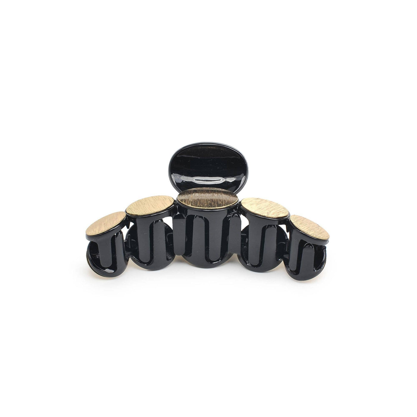 Metallic Disc Plated Hair Claw: Tortoise Gold