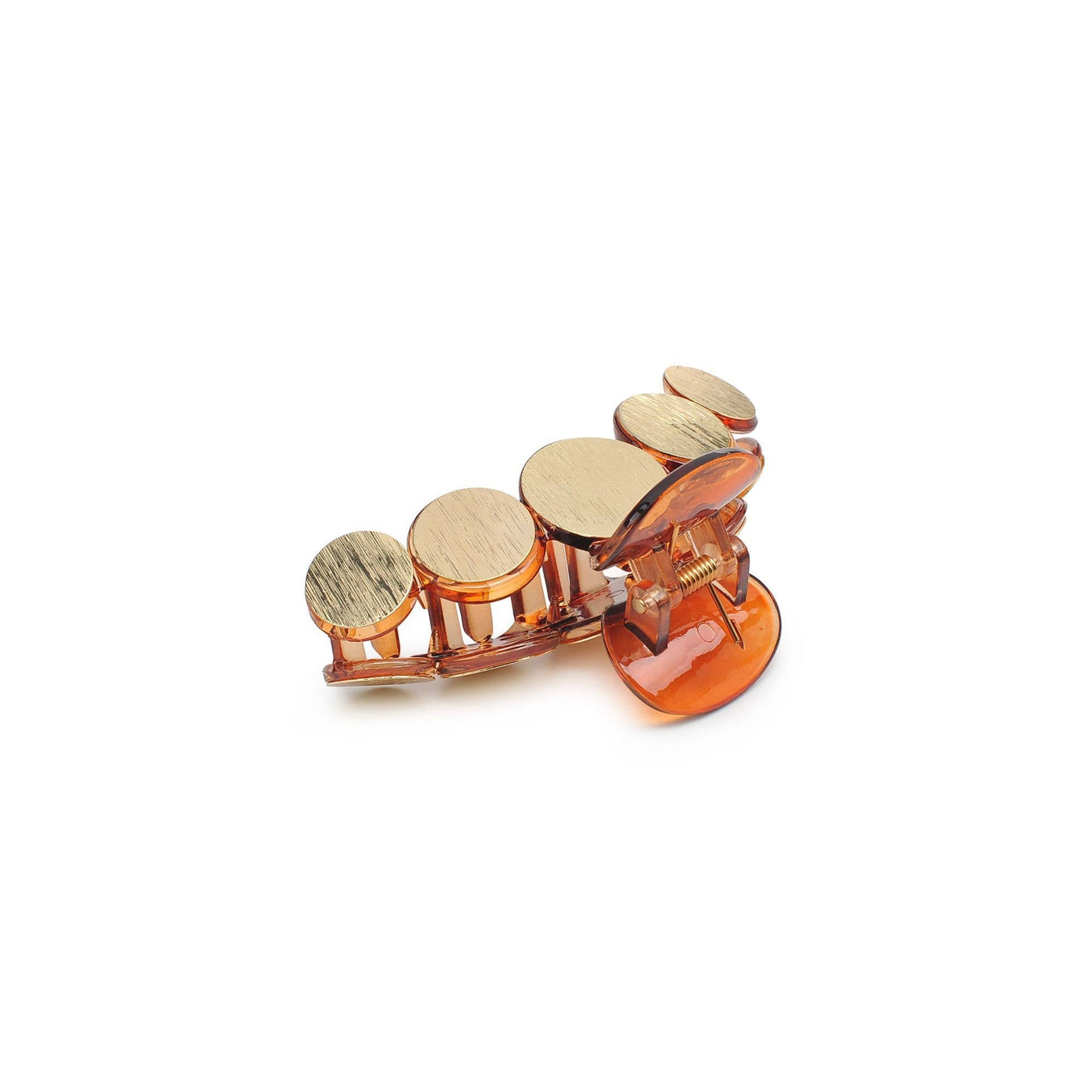 Metallic Disc Plated Hair Claw: Clear Gold