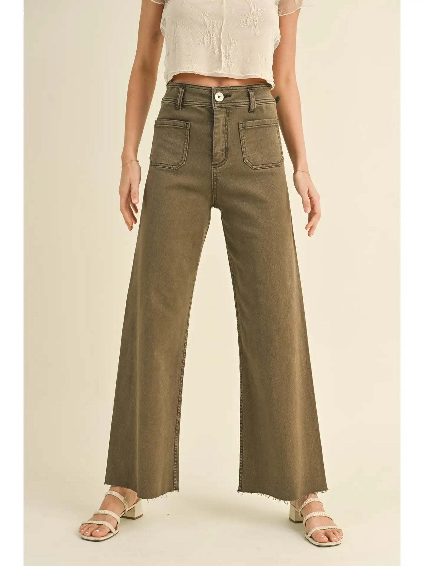 Maeve Wide Leg Paint - Washed Brown