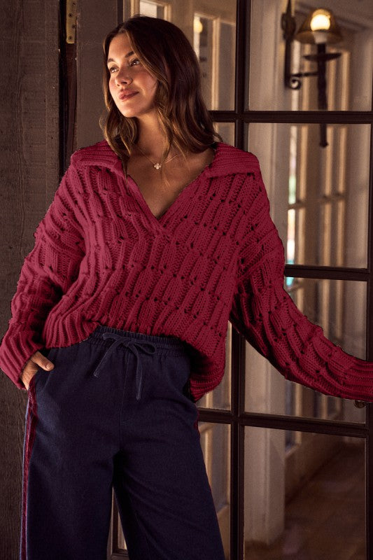 Mary Sweater- Burgundy