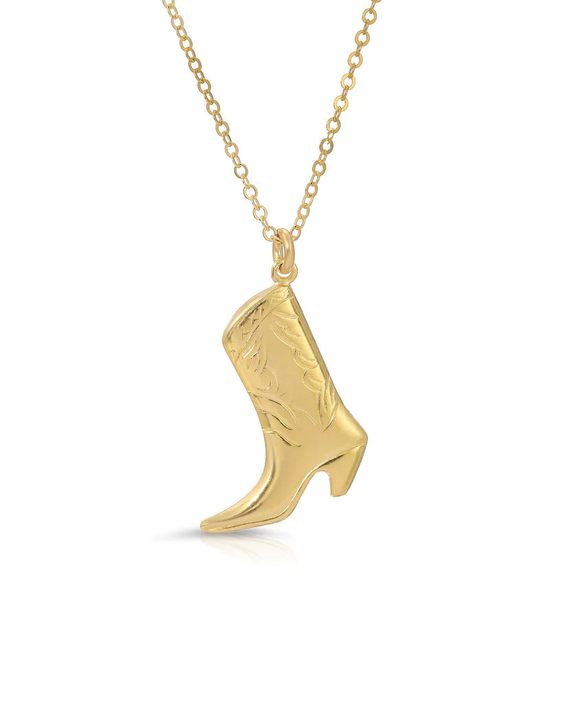 Large Cowboy Boot Pendant Necklace
