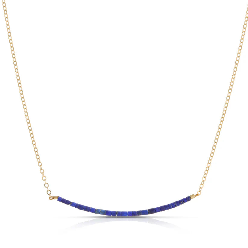 Lazuli Bead Bar Necklace